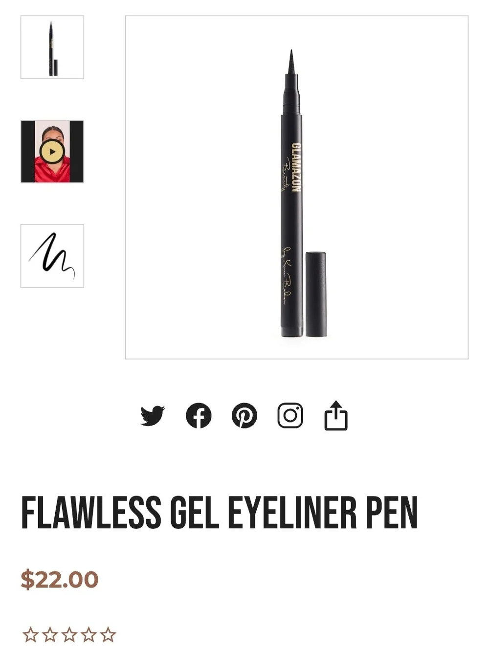 Glamazon Beauty Flawless Gel Eyeliner Pen Cruelty-Free Black No. 1 1 mL